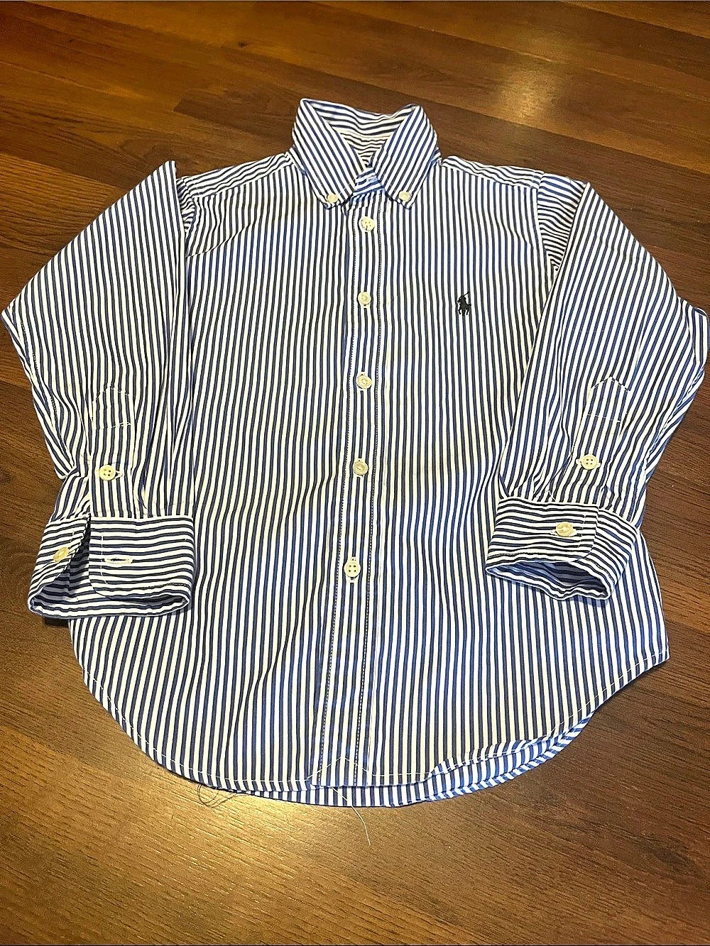 Ralph Lauren Boys 4T Blue & White Striped Button Down
